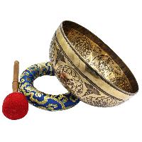 Buddhist Hand Beaten Jambati Singing Bowl, With Premium Etching Carving, [select Accessories]