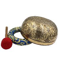 Buddhist Hand Beaten Jambati Singing Bowl, With Premium Etching Carving, [select Accessories]