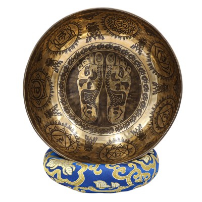 Buddhist Hand Beaten Jambati Singing Bowl, With Premium Etching Carving, [select Accessories]