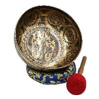 Buddhist Hand Beaten Jambati Singing Bowl, With Premium Etching Carving, [select Accessories]
