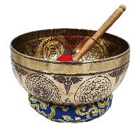 Buddhist Hand Beaten Jambati Singing Bowl, With Premium Etching Carving, [select Accessories]