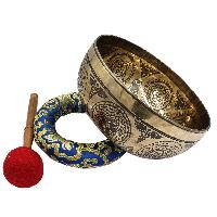 Buddhist Hand Beaten Jambati Singing Bowl, With Premium Etching Carving, [select Accessories]