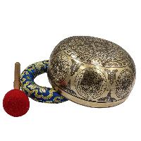 Buddhist Hand Beaten Jambati Singing Bowl, With Premium Etching Carving, [select Accessories]