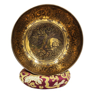 Buddhist Hand Beaten Jambati Singing Bowl, With Premium Etching Carving