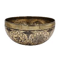 Buddhist Hand Beaten Jambati Singing Bowl, With Premium Etching Carving Of [yoga Man]