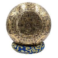 Buddhist Hand Beaten Jambati Singing Bowl, With Premium Etching Carving Of [yoga Man]