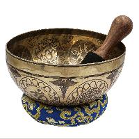 Buddhist Hand Beaten Jambati Singing Bowl, With Premium Etching Carving Of [yoga Man]