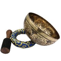 Buddhist Hand Beaten Jambati Singing Bowl, With Premium Etching Carving Of [yoga Man]
