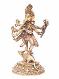 Buddhist Handmade Statue Of Standing Ganesh, [gold Plated], [antique]