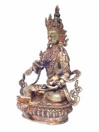 Buddhist Handmade Statue Of Vajrasattva, [gold Plated, Antique Finishing], High Quality