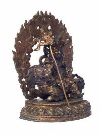 Statue Of Namtose Vaisravana Lion Jambhala [gold Plated, Antique Finishing]