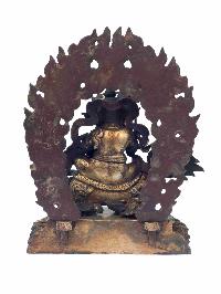Statue Of Namtose Vaisravana Lion Jambhala [gold Plated, Antique Finishing]