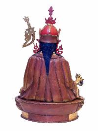 Buddhist Handmade Statue Of Padmasambhava [guru Rinpoche], [antique Finishing], [gold Plated], Face Painted