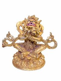 Buddhist Handmade Mahakala Incense Burner, [mahakala] Dhoop Dani, [gold Plated], [traditional Color Finishing]