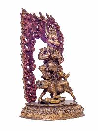 Buddhist Handmade Statue Of Yamantaka, [antique Finishing], [gold Plated], Megasambhara, Vajrabhairava Heruka