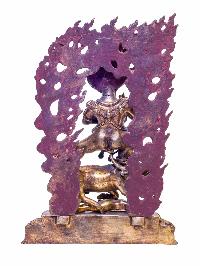 Buddhist Handmade Statue Of Yamantaka, [antique Finishing], [gold Plated], Megasambhara, Vajrabhairava Heruka