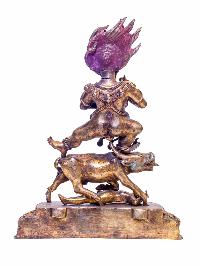Buddhist Handmade Statue Of Yamantaka, [antique Finishing], [gold Plated], Megasambhara, Vajrabhairava Heruka