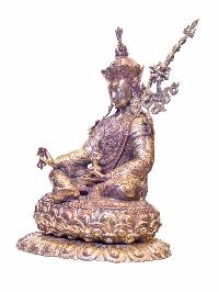 Buddhist Handmade Statue Of Padmasambhava [guru Rinpoche], [antique Finishing], [gold Plated]
