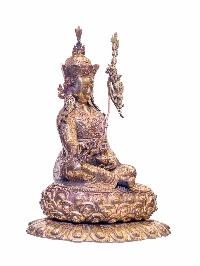 Buddhist Handmade Statue Of Padmasambhava [guru Rinpoche], [antique Finishing], [gold Plated]