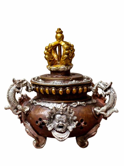 Brass Incense Burner With [copper And Gold Plated], [makal, Maka, Incense Burner]