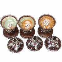 Zade Bowl With Copper And Crystal Handwork [incense Burner], [3 Pieces], [makal, Maka, Incense Burner]