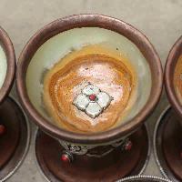 Zade Bowl With Copper And Crystal Handwork [incense Burner], [3 Pieces], [makal, Maka, Incense Burner]