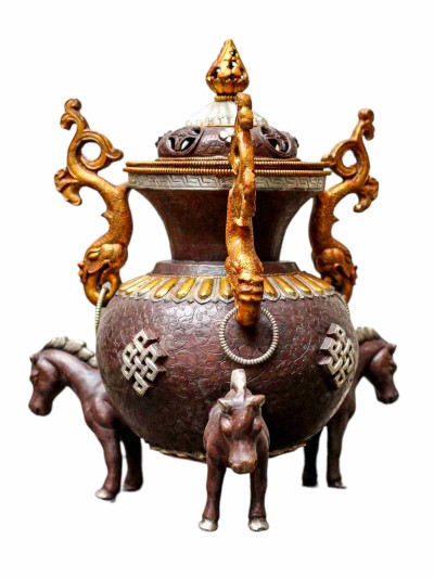 Gold Colour Copper Incense Burner, [sivler And Copper Plated], [makal, Maka, Incense Burner]