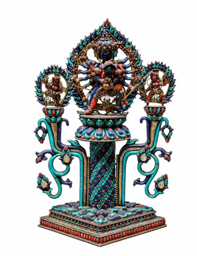 White Metal Chakrasambara With Two Guards With All [original Stone] Works