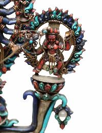 White Metal Chakrasambara With Two Guards With All [original Stone] Works