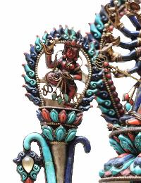 White Metal Chakrasambara With Two Guards With All [original Stone] Works