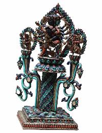 White Metal Chakrasambara With Two Guards With All [original Stone] Works