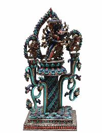 White Metal Chakrasambara With Two Guards With All [original Stone] Works
