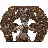 Buddhist Handmade [crystal] Statue Of Garuda With Copper Base, [gold Plated]