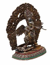 Buddhist Handmade [crystal] Statue Of Garuda With Copper Base, [gold Plated]