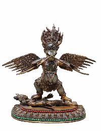 Buddhist Handmade [crystal] Statue Of Garuda With Copper Base, [gold Plated]