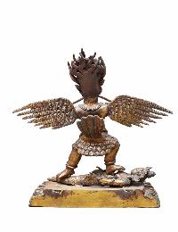 Buddhist Handmade [crystal] Statue Of Garuda With Copper Base, [gold Plated]