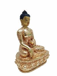 Buddhist Handmade Statue Of Shakyamuni Buddha, [full Fire Gold Plated] With Painted Face