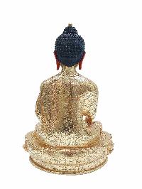 Buddhist Handmade Statue Of Shakyamuni Buddha, [full Fire Gold Plated] With Painted Face