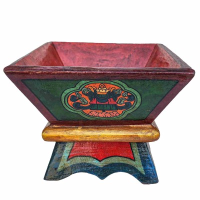 [traditional Tibetan], Wooden Incense Burner, Traditional Color Finishing