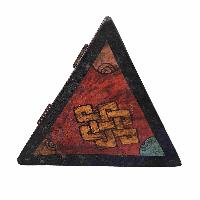 [traditional Tibetan], Ritual Jeweler And Ritual Item Box, With Endless Knot, [triangular Design], [painted]