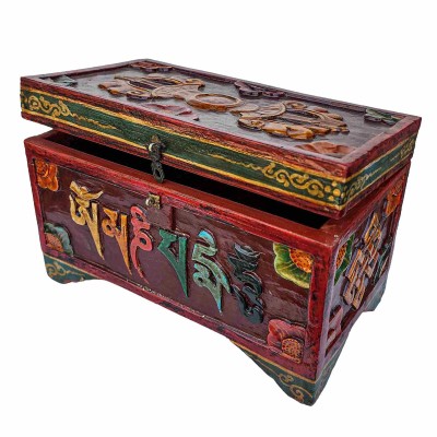[traditional Tibetan], Ritual Jeweler And Ritual Vajra Box With Endless Knot, [painted]