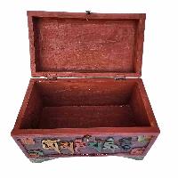 [traditional Tibetan], Ritual Jeweler And Ritual Item Vajra Box With Endless Knot And Tiger Design, [painted]