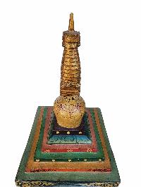 Buddhist [wooden], Statue Of Stupa [traditional Color], [painted]