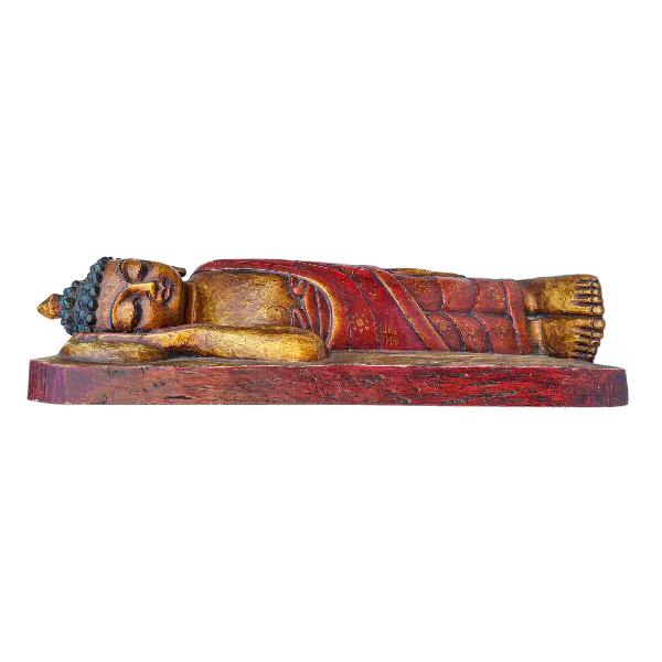 Buddhist Handmade Wooden Statue Of Sleeping Buddha, [painted]