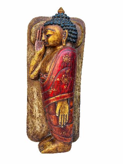 Buddhist Handmade Wooden Statue Of Sleeping Buddha, [painted]