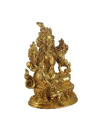 Buddhist Miniature Statue Of Green Tara, [gold Plated]