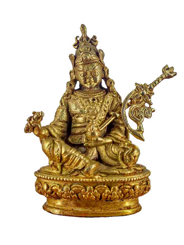 Buddhist Miniature Statue Of Padmasambhava [guru Rinpoche], [gold Plated]