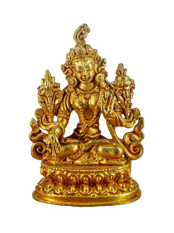 Buddhist Miniature Statue Of White Tara, [gold Plated]