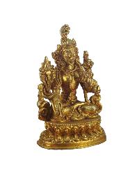 Buddhist Miniature Statue Of White Tara, [gold Plated]
