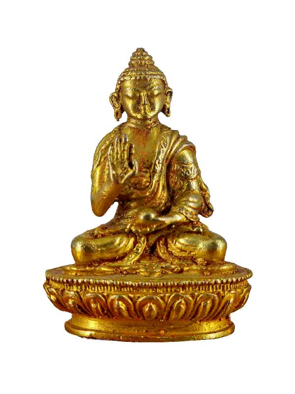 Buddhist Miniature Statue Of Amoghasiddhi Buddha, [gold Plated]